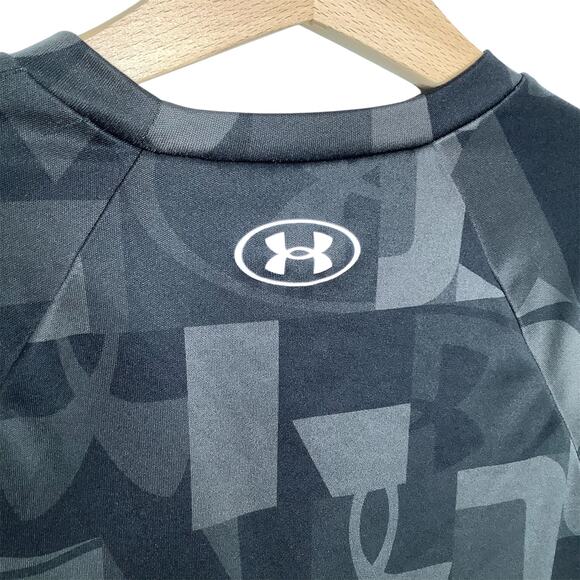 Under Armour Black Gray All Over UA Logo Short Sleeve Tee Medium - Picture 4 of 6